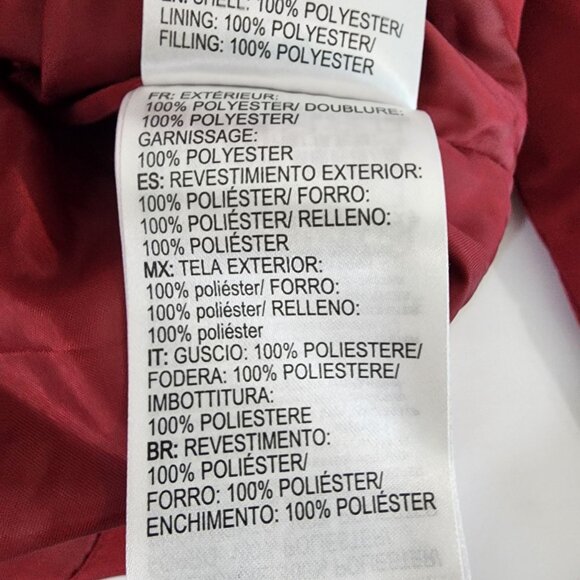 Roxy Womens Color-Block Puffer Jacket XL Red & Pink Hooded Winter Coat - Picture 15 of 16